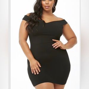 Plus size off The shoulder mini bodycon dress